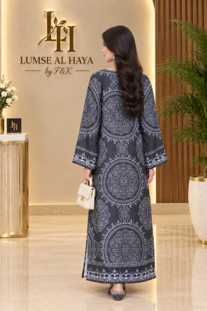 Noir Royale – Black Printed Women’s Kaftan