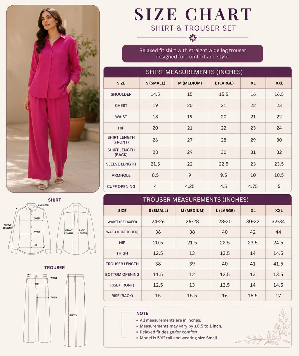 Hot Pink Lawn Co-ord Set | Shirt & Trouser