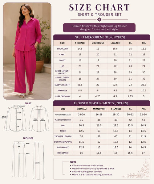 Hot Pink Lawn Co-ord Set | Shirt & Trouser