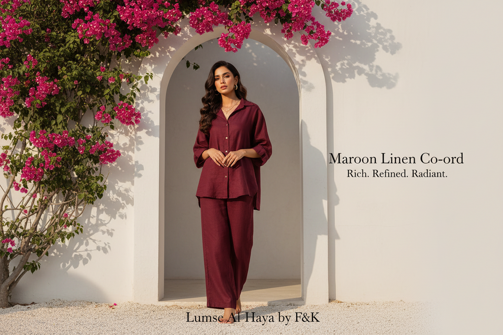 Maroon Lawn Co-ord Set | Shirt & Trouser